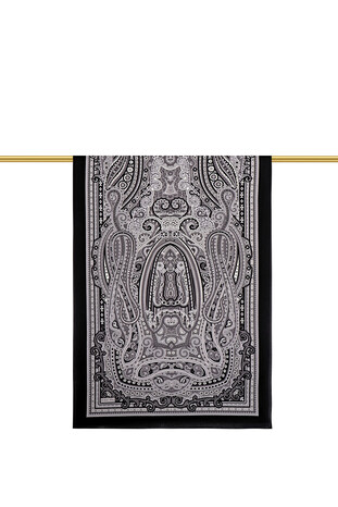 Grey Marrakesh Pattern Sura Silk Scarf - Thumbnail