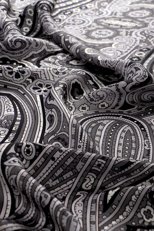 Grey Marrakesh Pattern Sura Silk Scarf - Thumbnail