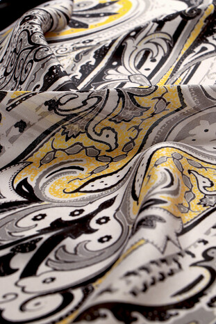 Grey Sahara Pattern Sura Silk Scarf - Thumbnail