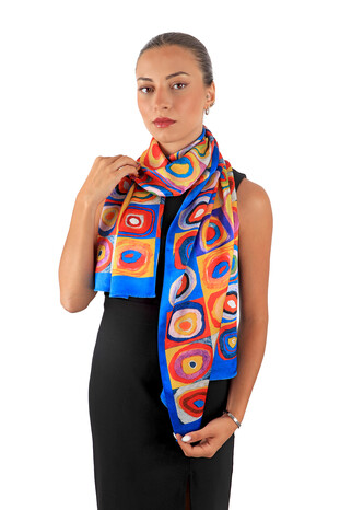 Harmony of Sax Colors Silk Painting Foulard - Thumbnail