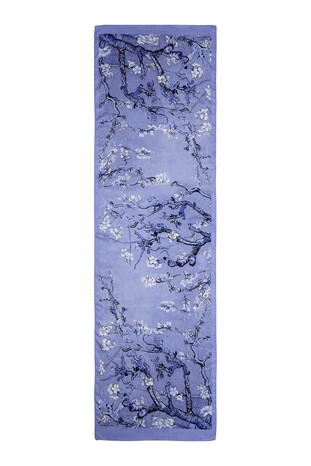 Ice Blue Almond Blossom Silky Foulard - Thumbnail