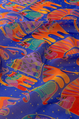 Imported Voile Silk Scarf with Saxon Pattern - Thumbnail