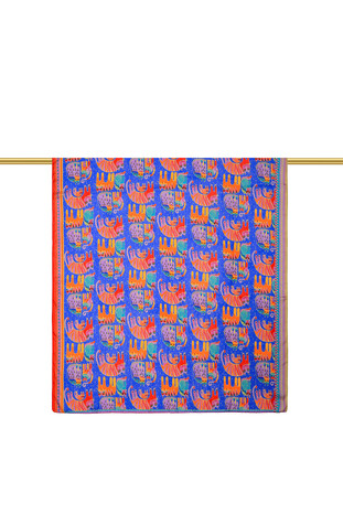 Imported Voile Silk Scarf with Saxon Pattern - Thumbnail