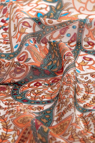 Indian Silk Scarf with Çağla Pattern - Thumbnail