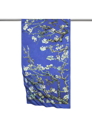 Indigo Almond Blossom Silky Foulard - Thumbnail