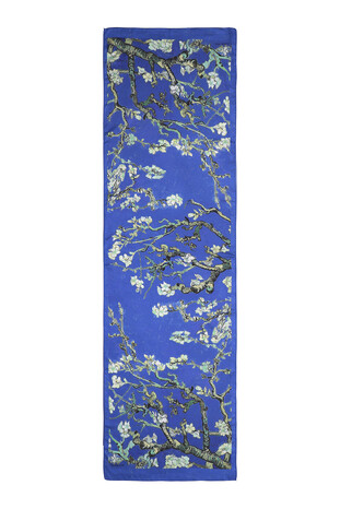 Indigo Almond Blossom Silky Foulard - Thumbnail