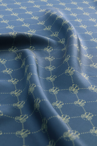 Indigo Butterfly Monogram Twill Silk Square Scarf - Thumbnail