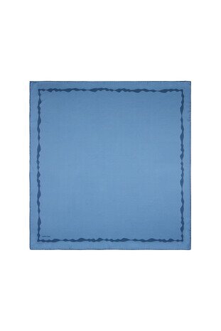 Indigo Edge Water Wave Silk Square Scarf - Thumbnail