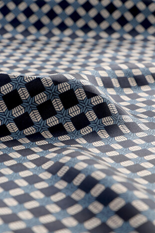 Indigo Plaid Pattern Men's Silk Foulard - Thumbnail