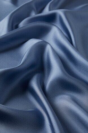 Indigo Plain Twill Silk Square Scarf - Thumbnail