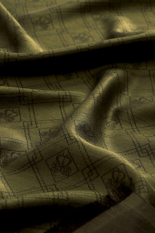 Khaki Monogram Pattern Jacquard Silk Scarf - Thumbnail