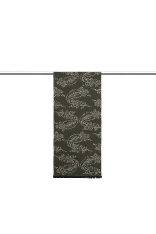 Khaki Patterned Men's Scarf - Thumbnail