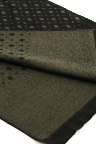 Khaki Patterned Men's Scarf - Thumbnail