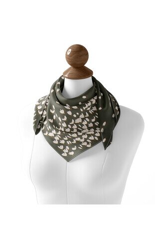 Khaki Snowdrop Sura Silk Square Scarf - Thumbnail