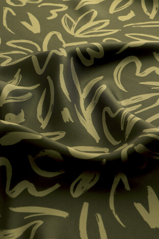 Khaki Spring Pattern Twill Silk Scarf - Thumbnail