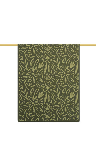 Khaki Spring Pattern Twill Silk Scarf - Thumbnail