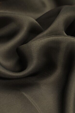 Khaki Wide Border Plain Silk Pocket Square - Thumbnail