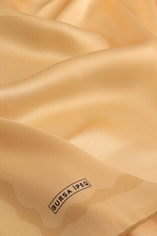 Light Gold Edge Juicy Wave Silk Square Scarf - Thumbnail