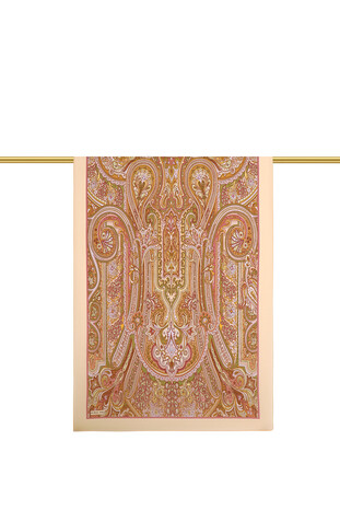 Light Salmon Sahara Pattern Silk Scarf - Thumbnail