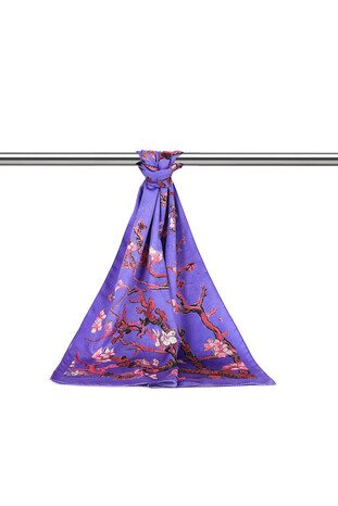 Lilac Almond Blossom Silky Foulard - Thumbnail