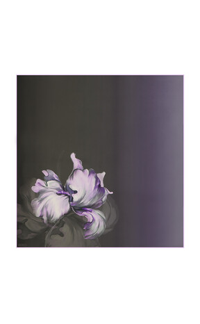 Lilac Iris Pattern Twill Silk Square Scarf - Thumbnail