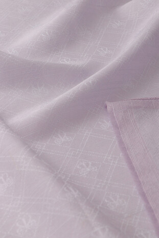 Lilac Monogram Pattern Silk Cotton Scarf - Thumbnail