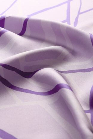 Lilac Mosaic Pattern Twill Silk Square Scarf - Thumbnail