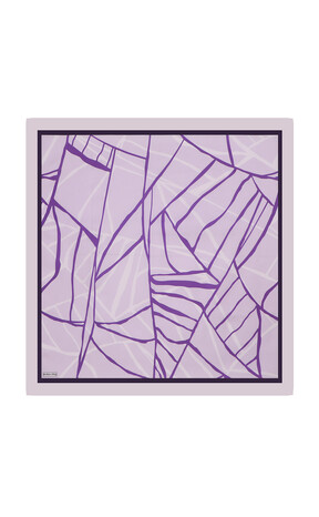 Lilac Mosaic Pattern Twill Silk Square Scarf - Thumbnail