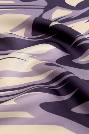 Lilac Nilsu Pattern Twill Silk Square Scarf - Thumbnail