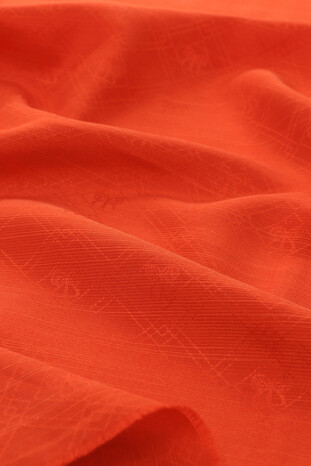 Mandarin Monogram Pattern Silk Cotton Scarf - Thumbnail