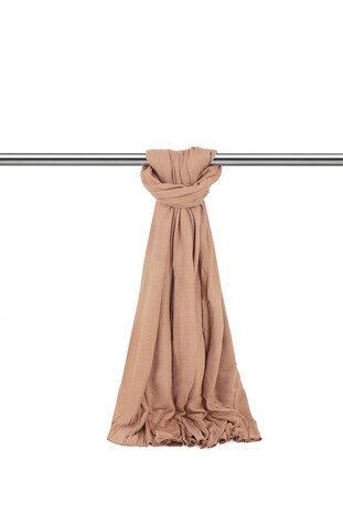 Milk Brown Combed Cotton Scarf - Thumbnail