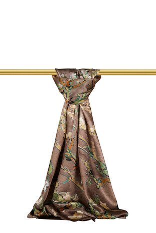 Mink Almond Blossom Silk Scarf - Thumbnail