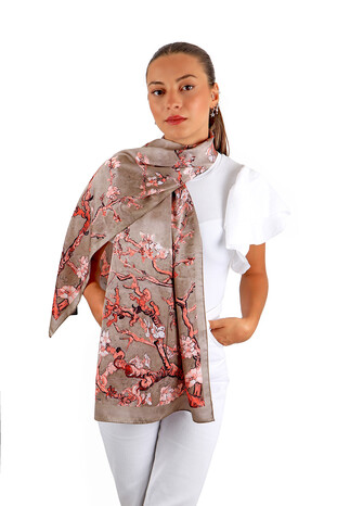 Mink Almond Blossom Silky Foulard - Thumbnail