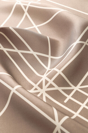 Mink Echo Pattern Twill Silk Square Scarf - Thumbnail