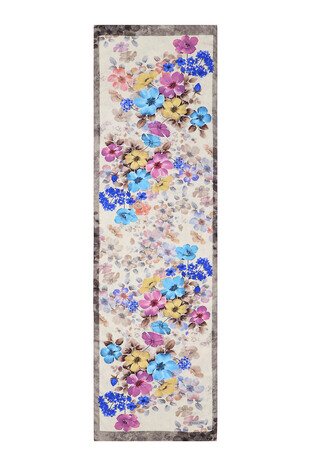 Mink Floral Silky Foulard - Thumbnail