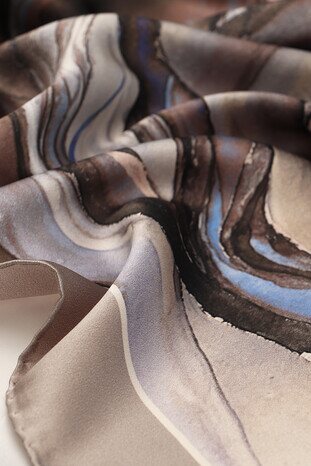 Mink Granite Pattern Sura Silk Scarf - Thumbnail