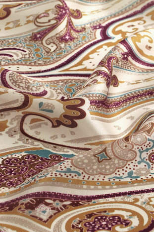 Mink Sahara Pattern Sura Silk Scarf - Thumbnail