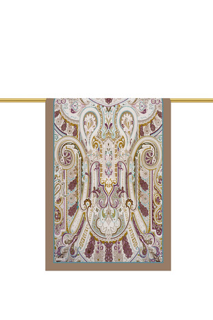 Mink Sahara Pattern Sura Silk Scarf - Thumbnail