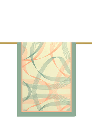 Mint Carousel Pattern Twill Silk Scarf - Thumbnail