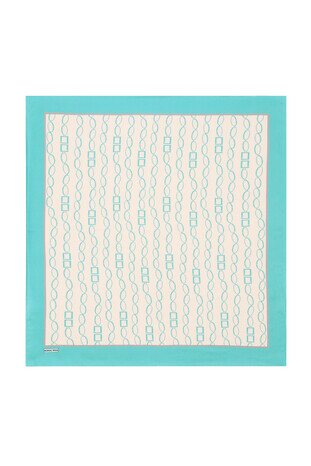 Mint Chain Pattern Twill Silk Square Scarf - Thumbnail