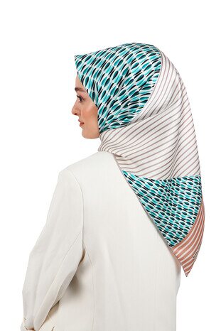 Mint Damla Sura Silk Square Scarf - Thumbnail