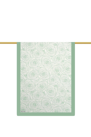 Mint Rosa Pattern Twill Silk Scarf - Thumbnail