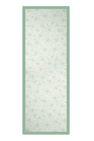 Mint Rosa Pattern Twill Silk Scarf - Thumbnail