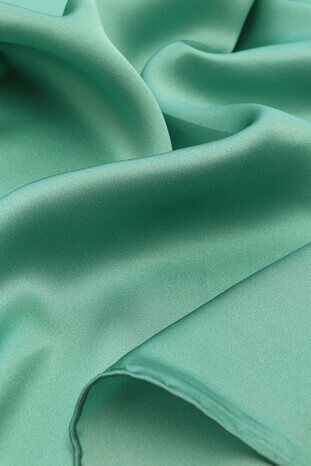 Mint Solid Color Sura Silk Square Scarf - Thumbnail