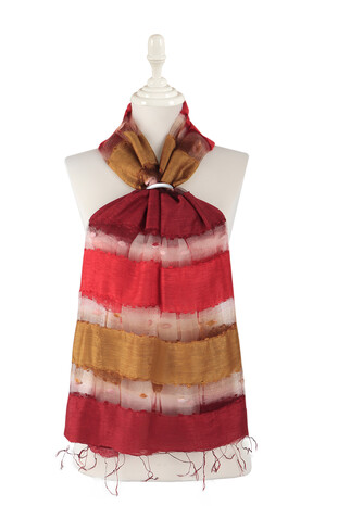 Mustard Claret Red Gradient Cocoon Foulard - Thumbnail