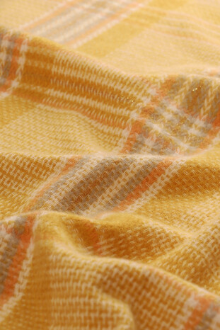 Mustard Orange Patterned Winter Shawl - Thumbnail