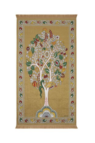 Mustard Velvet Carpet Prayer Rug - Thumbnail