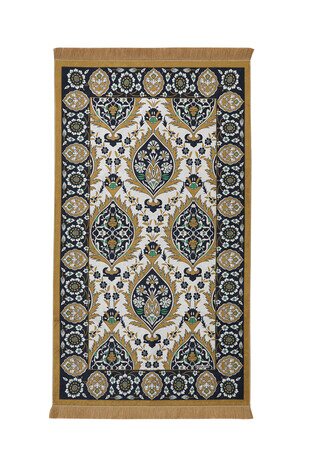 Mustard Velvet Carpet Prayer Rug - Thumbnail