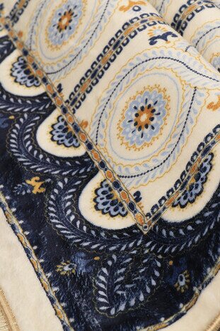 Navy Blue Bamboo Carpet Prayer Rug - Thumbnail