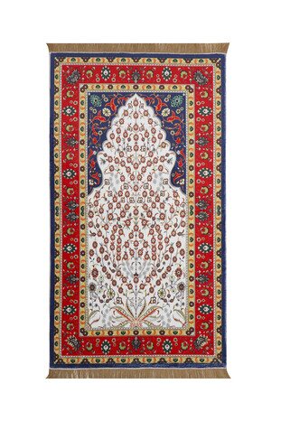 Navy Blue Bamboo Carpet Prayer Rug - Thumbnail